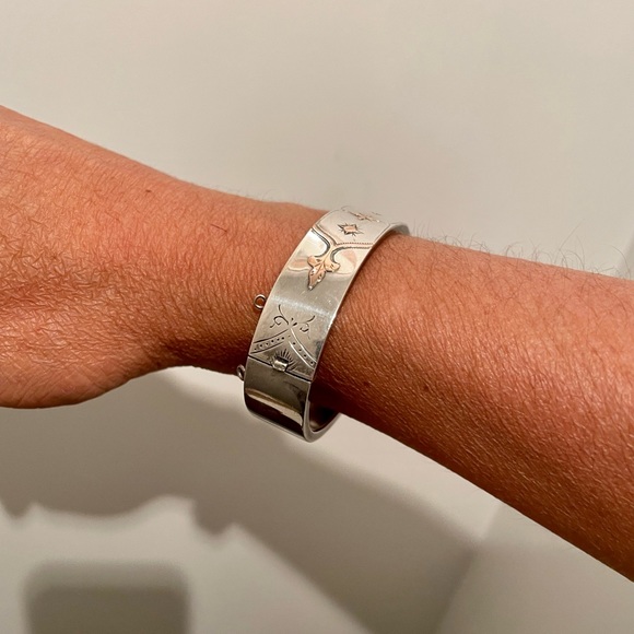 Antique French Silver & Rose Gold Bracelet. Pristine. - Picture 8 of 10